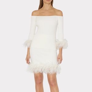 MILLY Off The Shoulder Feather Sleeve Top